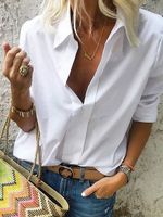 Long Sleeves Shirt Collar Solid Casual Shirt - thumbnail