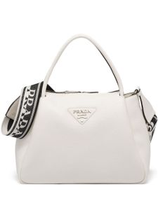 Prada grand sac cabas à plaque logo - Blanc