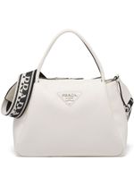 Prada grand sac cabas à plaque logo - Blanc - thumbnail