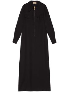 Gucci robe longue en soie à taille cintrée - Noir