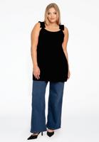 Yoek Singlet flare ruches | Zwart | Maat 50/52