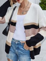 Wool/Knitting Color Block Loose Casual Cardigan