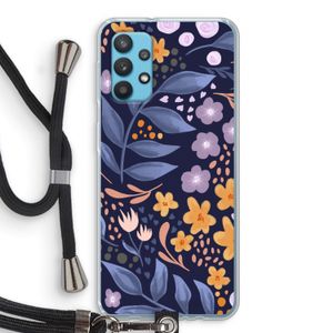 Flowers with blue leaves: Samsung Galaxy A32 4G Transparant Hoesje met koord