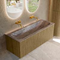 Badmeubel Mondiaz Kurve-Dlux | 120 cm | Meubelkleur Dusk | Wastafelkleur Oza | Solid surface | Wasbak midden spoelbak | Zonder kraangat(en)