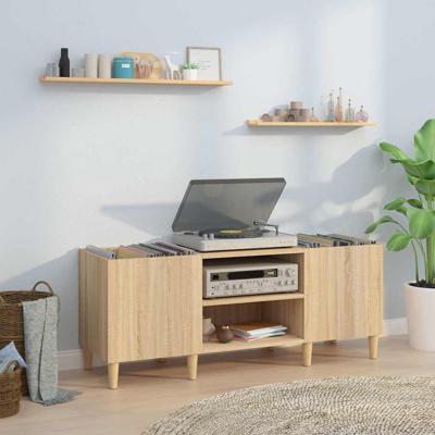 Platenkast 121x38x48 cm bewerkt hout sonoma eikenkleurig