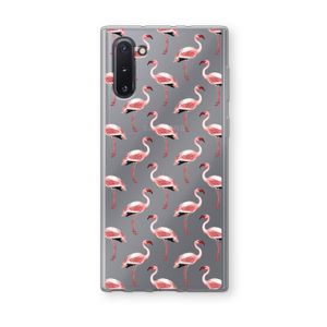 Flamingoprint groen: Samsung Galaxy Note 10 Transparant Hoesje