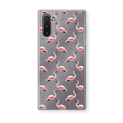 Flamingoprint groen: Samsung Galaxy Note 10 Transparant Hoesje