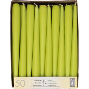 Dinerkaarsen/kandelaarkaarsen Mega pack - 50x stuks - lime groen - Gotisch - 25 cm