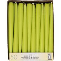 Dinerkaarsen/kandelaarkaarsen Mega pack - 50x stuks - lime groen - Gotisch - 25 cm