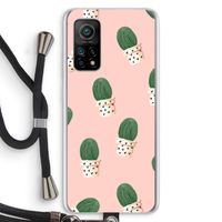 Cactusprint roze: Xiaomi Mi 10T 5G Transparant Hoesje met koord