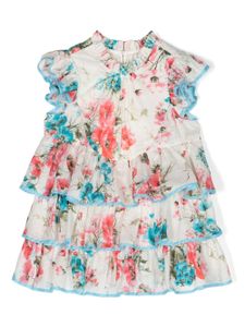 ZIMMERMANN Kids robe en coton Halcyon à fleurs - Blanc