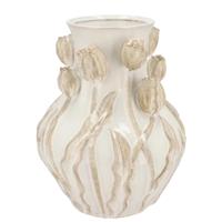 DK Design Bloemenvaas Mara - wit/creme - 28 x 28 x 35 cm - tulpvormige hals - moderne vaas