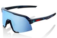 100% S3 Black Holographic Bril - Blauwe gespiegelde lenzen