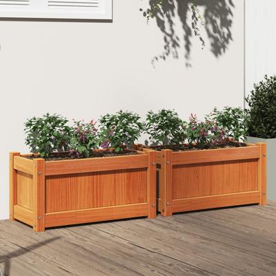 VidaXL Plantenbakken 2 st cm massief grenenhout wasbruin