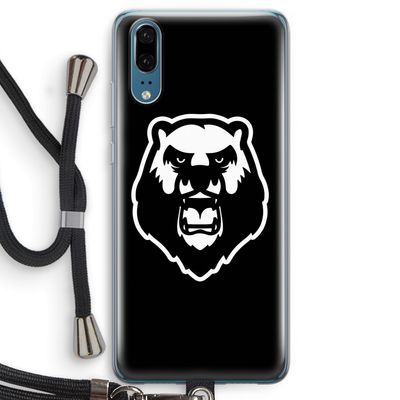 Angry Bear (black): Huawei P20 Transparant Hoesje met koord