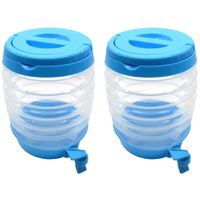 Drankdispenser - 2x - opvouwbaar- blauw - kunststof - 3,5 liter - D15 x H21 cm - thumbnail