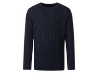 Heren grofgebreide pullover (M (48/50), Donkerblauw)