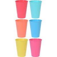 Kunststof drinkbekers in mix kleuren - 6x stuks - 12 cm - Campingservies - kinderen - limonadebekers