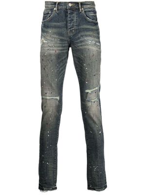 Purple Brand jean slim à effet taches de peinture - Bleu