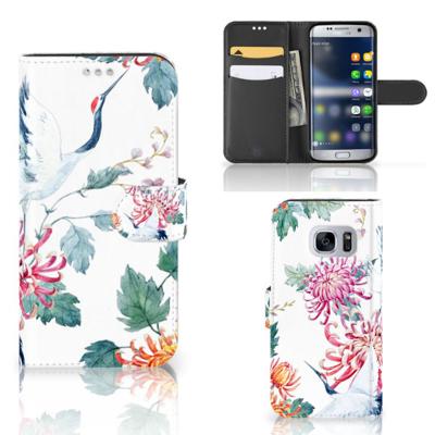 Samsung Galaxy S7 | Telefoonhoesje | Met pasjeshouder | Bird Flowers