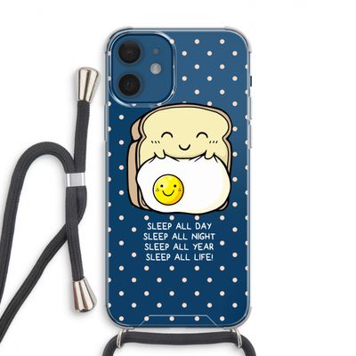 Sleep All Day: iPhone 12 Transparant Hoesje met koord