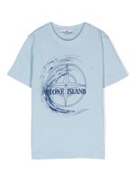 Stone Island Junior t-shirt en coton à logo pailleté - Bleu - thumbnail