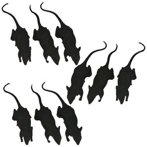 Nep ratten 6 cm - zwart - 9x stuks - Horror/griezel thema decoratie dieren