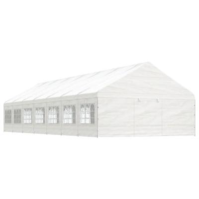 Prieel met dak 15,61x5,88x3,75 m polyetheen wit