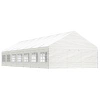 Prieel met dak 15,61x5,88x3,75 m polyetheen wit