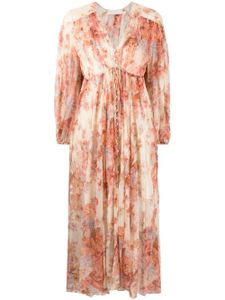 ZIMMERMANN robe longue froncée à fleurs - Tons neutres