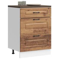 Keuken onderkast Kalmar bewerkt hout oud houtkleurig