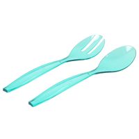 Sla bestek/couvert setje - turquoise blauw - kunststof - 29 cm
