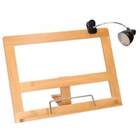 Kookboekstandaard bamboe hout 32 cm met leeslampje/verlichting zwart - thumbnail