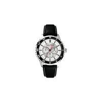Nautica horlogeband A13502G Leder Zwart 22mm + wit stiksel - thumbnail