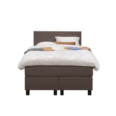 Boxspring Liv egaal - donkerbruin - 120x200 cm - vierkante poot - Leen Bakker