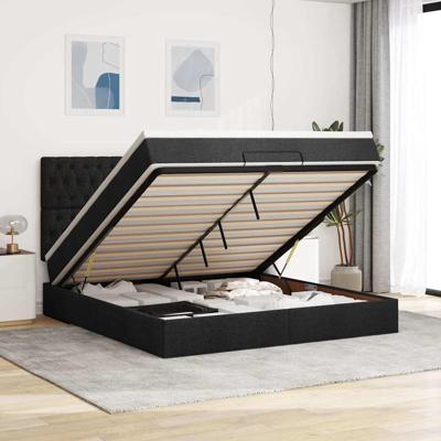 Ottoman bed met matras en LED's 160x200cm stof zwart