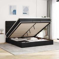 Ottoman bed met matras en LED's 160x200cm stof zwart