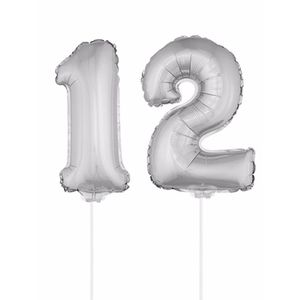 Zilveren 12 jaar opblaasbaar ballon 41 cm