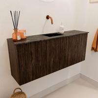 Toiletmeubel Mondiaz Joya Dlux | 100 cm | Meubelkleur Walnut | Faye wastafel Lava Wasbak Midden | Zonder kraangat(en)