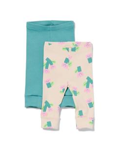HEMA Babyleggings Rib Bloemen - 2 Stuks Groen (groen)