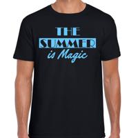 Toppers verkleed T-shirt heren - The summer is Magic - zwart - glitter blauw - Tropische feestkledi