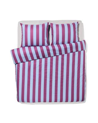 HEMA Dekbedovertrek 200x200/220cm zacht katoen strepen blauw-paars (multi)