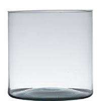 Transparante home-basics cilinder vorm vaas/vazen van gerecycled glas 30 x 19 cm