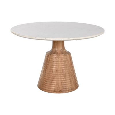 Eettafel Home ESPRIT Wit Natuurlijk Marmer Acacia 115 x 115 x 76 cm