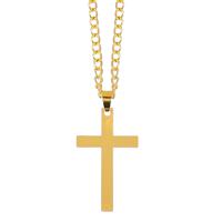 Carnaval/verkleed accessoires Non/priester/paus sieraden - ketting met kruisje - goud - kunststof   - - thumbnail