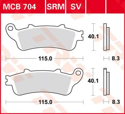 TRW Remblokken, en remschoenen voor de moto, MCB704SRM Sinter maxi scooter