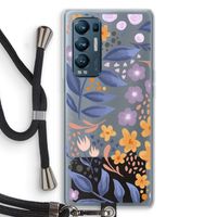 Flowers with blue leaves: Oppo Find X3 Neo Transparant Hoesje met koord