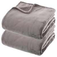 Fleece dekens/fleeceplaids - 2x - betongrijs - 180 x 230 cm - polyester - bankdeken - thumbnail