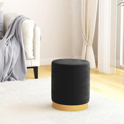Hocker met opbergruimte rond fluweel zwart