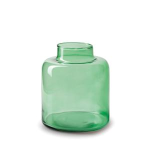 Bloemenvaas Willem - transparant groen glas - D19 x H17 cm - fles vorm vaas